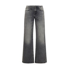 Gray Cotton Straight-Leg Jeans