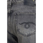 Gray Cotton Straight-Leg Jeans