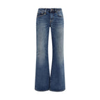 Blue Cotton Straight-Leg Jeans