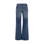 Blue Cotton Straight-Leg Jeans