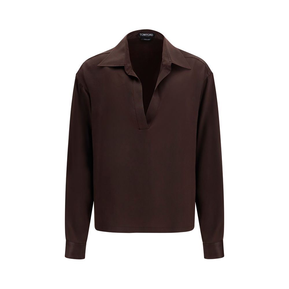 Brown Silk Dress Shirt