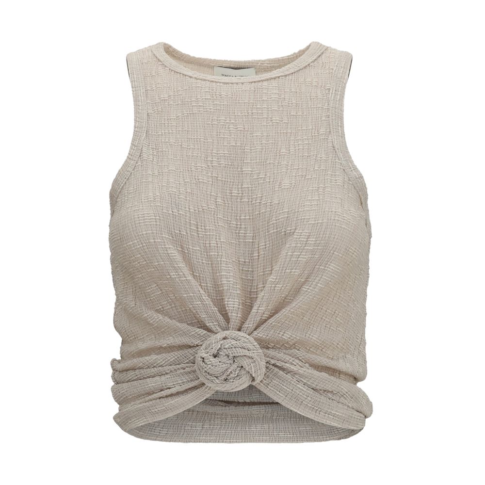 Beige Lyocell Sleeveles T-Shirt