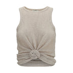Beige Lyocell Sleeveles T-Shirt
