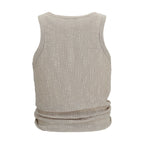 Beige Lyocell Sleeveles T-Shirt