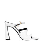 White Leather Stiletto Heel Sandals