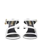 White Leather Stiletto Heel Sandals