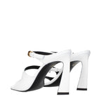 White Leather Stiletto Heel Sandals