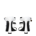 White Leather Stiletto Heel Sandals
