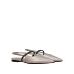 Beige Leather Mules