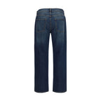 Blue Cotton Straight-Leg Jeans