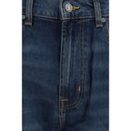 Blue Cotton Straight-Leg Jeans