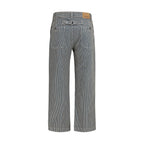 Blue Polyester Casual Pants