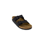 Black Synthetic Flat Sandals