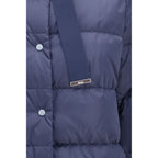 Blue Polyester Full-Length Jacket