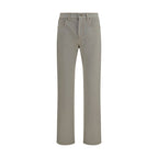 Beige Cotton Tapered Jeans