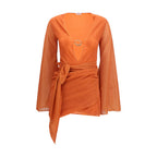 Orange Polyamide Casual Dress
