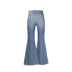 Blue Cotton Flared Jeans