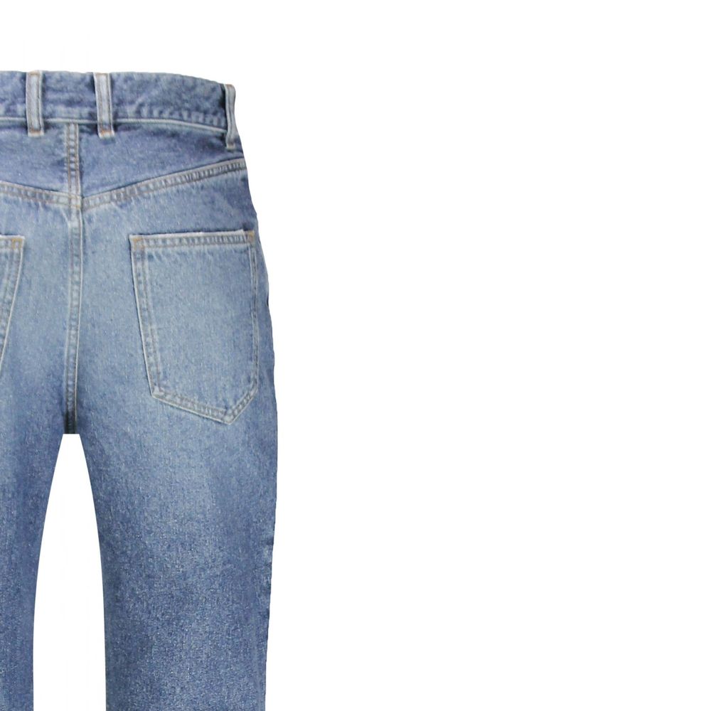 Blue Cotton Flared Jeans