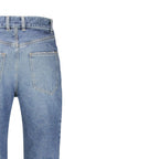 Blue Cotton Flared Jeans