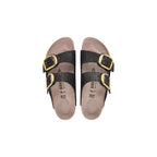 Black Synthetic Flat Sandals