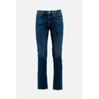Blue Cotton Straight-Leg Jeans