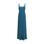 Blue Acetate Long Dress