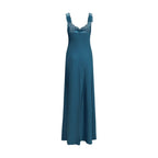 Blue Acetate Long Dress