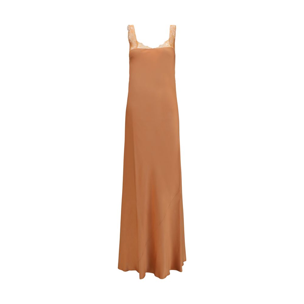 Beige Acetate Long Dress