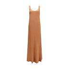 Beige Acetate Long Dress