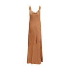 Beige Acetate Long Dress