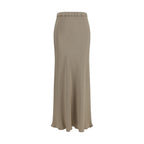 Beige Silk Long Skirt