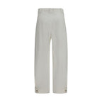 White Cotton Cropped Pants
