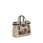 Beige Linen Shoulder Bag