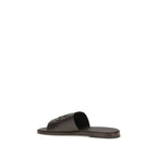 Brown Calf Leather Bos Taurus Flat Sandals