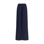 Blue Silk Casual Pants