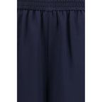 Blue Silk Casual Pants