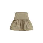 Beige Cotton Mini Skirt
