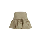 Beige Cotton Mini Skirt