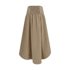 Beige Cotton Midi Skirt
