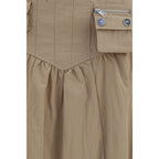 Beige Cotton Midi Skirt