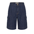 Blue Cotton Blend Men's Short