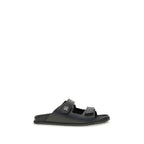 Black Calf Leather Bos Taurus Flat Sandals
