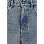 Blue Cotton Straight-Leg Jeans