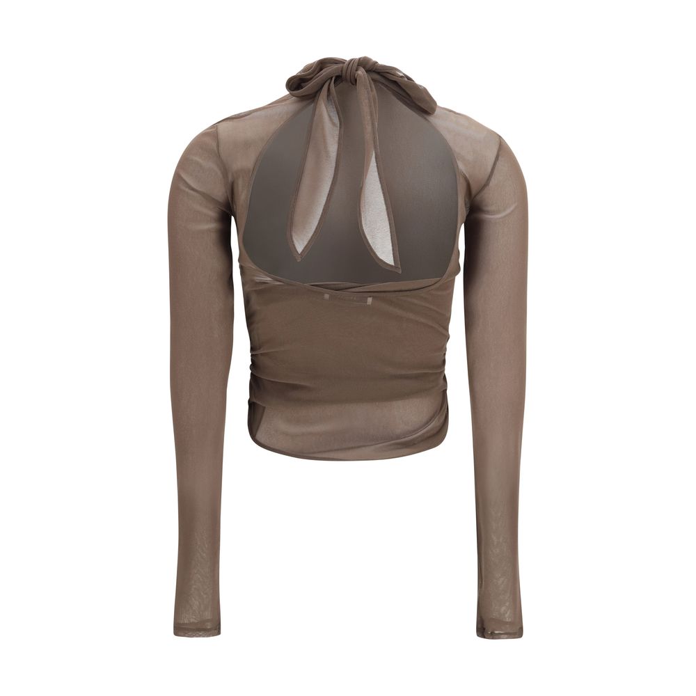 Brown Polyamide Pattern Shirt