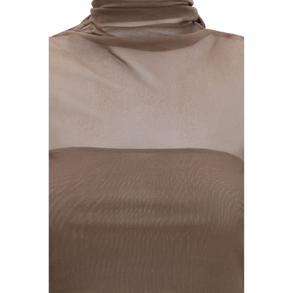Brown Polyamide Pattern Shirt
