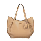 Beige Polyurethane Women's Bag with Shoulder Handles