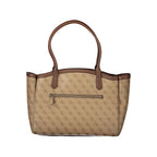 Beige Polyurethane Womens Bag