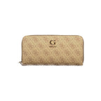 Beige Polyurethane Women's Wallet with Functional Compartments