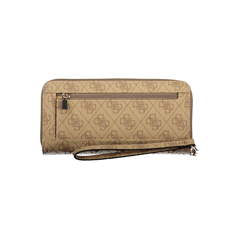 Beige Polyurethane Women's Wallet with Functional Compartments