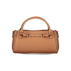 Brown Polyurethane Women's Bag with Adjustable Strap
